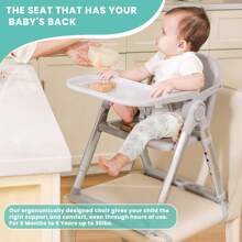 Piorlado Baby Folding Booster Seat High Chair For Dining, Baby Toddler Portable Feeding Seat For Children 6 Months To 3 Years Approx - Grey - View 6