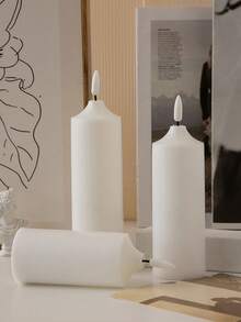 1 Unidade/3 Pacotes Luzes de Vela LED 3D Cintilantes Decoração de Casa de Natal Velas LED de Luz Quente Cilíndricas de Plástico (Sem Bateria) Adequadas para Decorações de Casamento e Festa de Aniversário, Iluminação Decorativa Interna/Externa de Ação de Graças, Lembrancinhas de Casamento, Presentes para Convidados