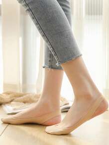 1/4/8 Pairs Ladies Cushioned Heel Hollow Elastic Band Silicone Non-Slip Ultra-Low Cut Boat Socks, No Show Socks, Suitable For Wearing High Heels Or Daily Life