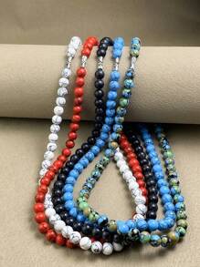 8 毫米畅销天然绿松石项链，彩色绿松石串珠项链，时尚珠宝男女通用礼物 - 項鍊 - 查看 2