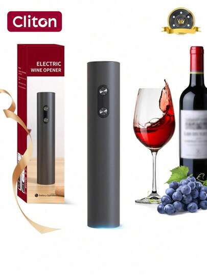 CLITON Ouvre-bouteille électrique, ouvre-bouteille automatique alimenté par batterie, cadeau pour les amateurs de vin, convient aux hommes et aux femmes (noir)