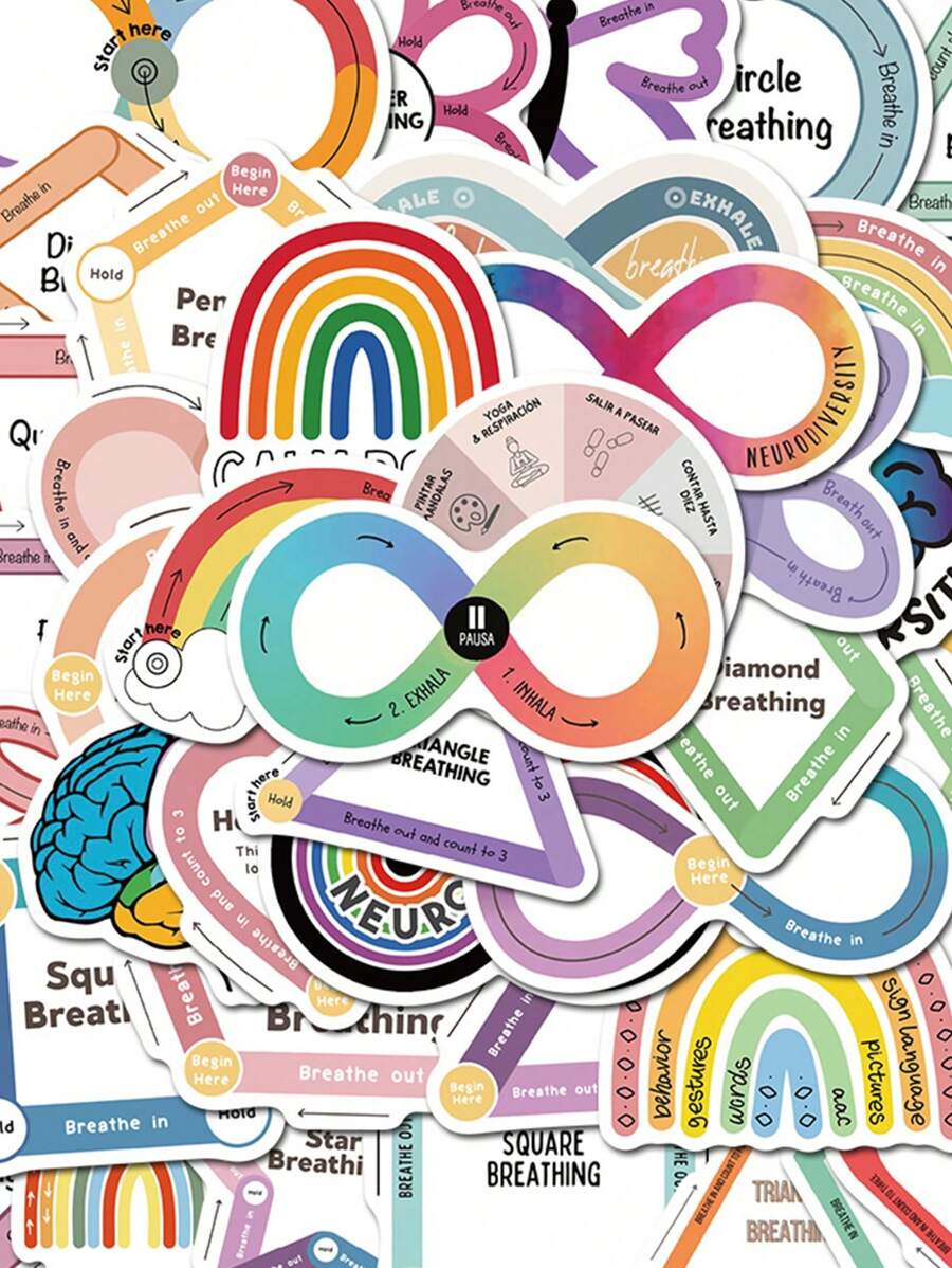 SCXXBSW 50pcs Soothing Sensory Cartoon Graffiti Stickers Decorative Water Cups Notebook Luggage Waterproof Stickers