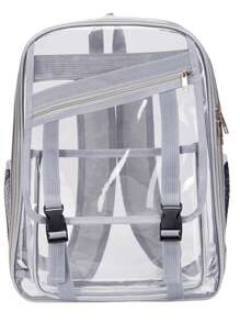 Flip Cover Transparent Oversized Backpack, PVC Transparent Backpack For Men, Students Sports Venue Summer Bag - Multicolor - View 13