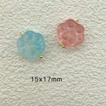 20pcs Random Mixed Color Cat Paw Glass Pendant, Suitable For Handmade Jewelry Crafting - Multicolor - View 4