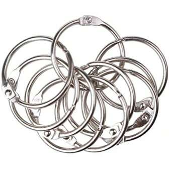 20pcs Metal Book Rings, Loose Leaf Binder Rings 25-45mm Inner Diameter Keychain (Silver)