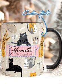 One Piece Personalized Custom Pink Coffee Mug, Personalized Name Cat Mug, Personalized Mug, Cat Lover Gift For Her, Cat Mom Daughter Birthday Gift, Gift For Family, Friends, Mother's Day Gift, Easter Gift, Halloween Gift, Christmas Gift