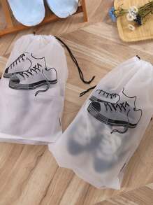 5pcs,Shoe Storage Bag, Home Travel Frosted Drawstring Pocket, Student Dormitory Dust-Proof And Moisture-Proof Transparent Bag, Travel Portable Portable Drawstring Mouth Finishing Bag