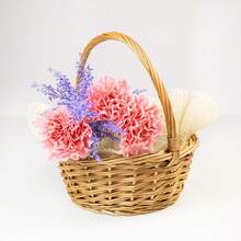 Cesta de Pascua de mimbre creativa para el hogar con asa para regalo, picnic, almacenamiento de plantas, decoración, tejida a mano