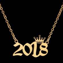 1pc Stainless Steel Year Engraved Necklace, Commemorative Unique Date, Birthday Crown Pendant Necklace, Birthday Gift, Elegant Minimalist Numeric Choker Collar Pendant Necklace