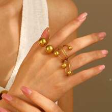 Stainless Steel Sphere Ring, Small & Large Ball Ring Accessories For Women