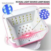 Nueva lámpara de uñas con adhesivo de diamante, lámpara de uñas profesional SUN L7 de 45 LED - Diseño cuadrado rosa con cristales incrustados, 4 ajustes de temporizador, curado rápido para esmalte de gel/UV, para salones y manicuras en casa - Rosa