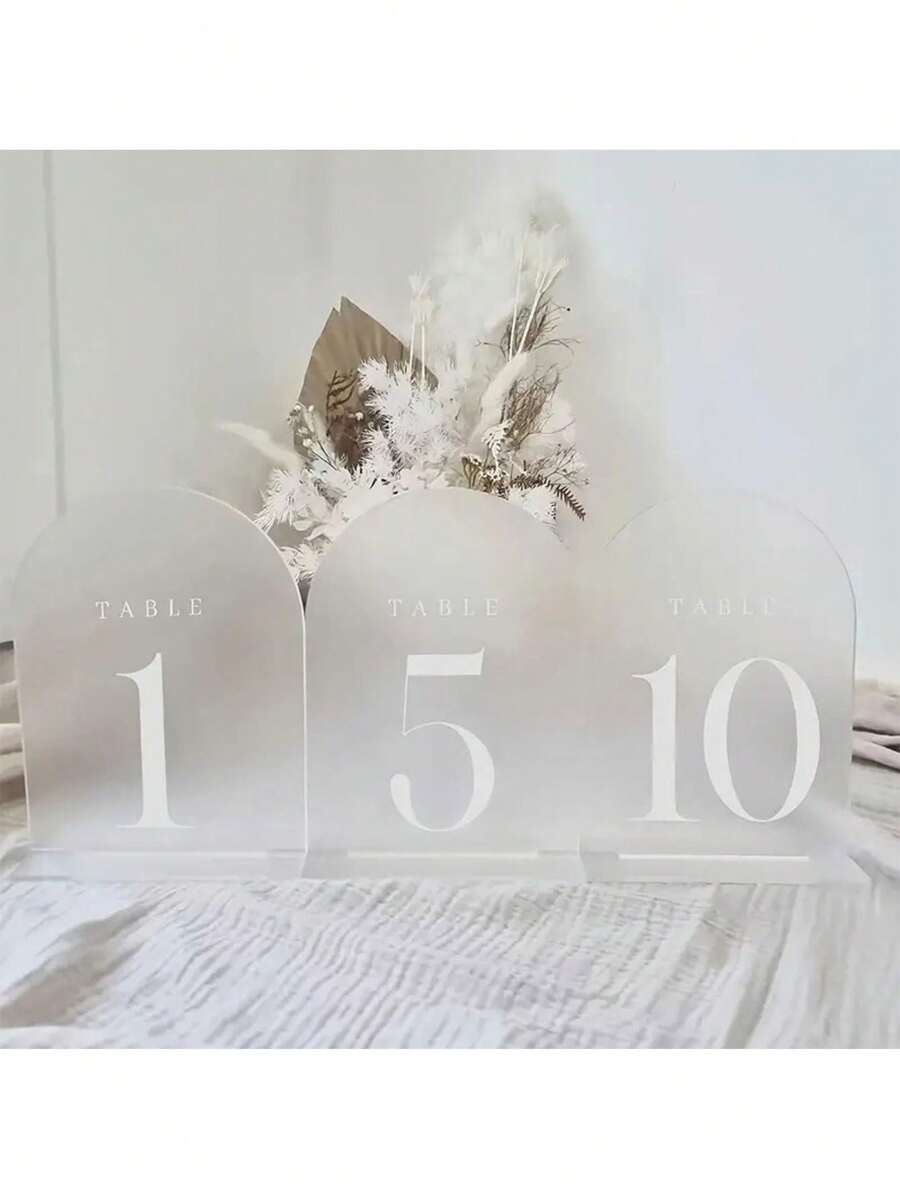 20 piezas de Tarjetas de mesa de recepción de boda en forma de arco, fáciles de ensamblar. Platos de número de mesa Alex portátiles y con escarcha, adecuados como decoración de escritorio para bodas, fiestas, aniversarios, cumpleaños, graduaciones, fiestas de soltera, verano, playas, regreso a la escuela y decoración de habitaciones. - Multicolor - Ver 1