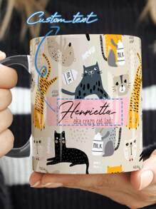 One Piece Personalized Custom Pink Coffee Mug, Personalized Name Cat Mug, Personalized Mug, Cat Lover Gift For Her, Cat Mom Daughter Birthday Gift, Gift For Family, Friends, Mother's Day Gift, Easter Gift, Halloween Gift, Christmas Gift