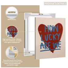 1 件，帆布悬挂，带框装饰画，墙壁艺术，海报，名言，我们有多幸运印刷品，红心装饰，时尚海报，墙壁艺术，彩色装饰，床上艺术印刷品，红色墙壁艺术，复古墙壁印刷品，可爱女孩宿舍装饰，房间装饰壁画