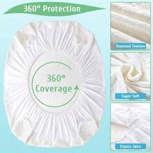 White Top King Mattress Protector For Adjustable Bed - Bamboo Viscose, Waterproof, 6 - 18 Inches Deep Pocket, 32 - 34 Inches From Head