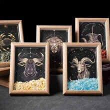 1颗天然能量宝石，十二星座七脉轮相框家居装饰桌面摆件礼品 - 十二星座碎石相框 - 查看 7