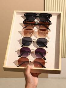 6pcs Teenagers Geometric Frame Plastic And Metal Fashion Glasses For Outdoor Daily Life Vacation School Outings Daily Life Accessories - Multicolor - View 2