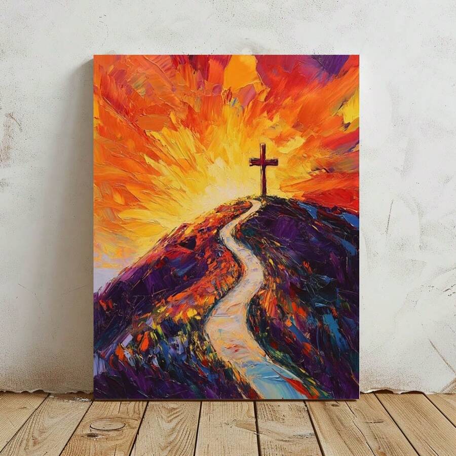 Jesus Cross Framed Waterproof Canvas Painting Ready To Hang For Living Room Bedroom Office Christian Canvas Wall Painting