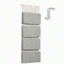 1 pièce Sac de rangement mural, organisateur suspendu à 4 couches en lin imperméable et coton pour le salon, la chambre à coucher et la salle de bain