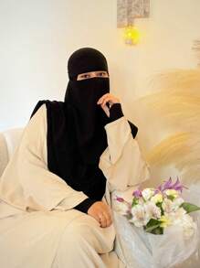 1 件装女士雪纺柔软透气单层面纱尼卡布伊斯兰面罩 Khimar 头巾适合穆斯林祈祷日常使用