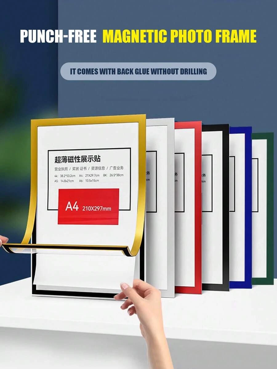 إطار صورة مغناطيسي مع ملصق عرض مغناطيسي لاصق ذاتي ، بدون حاجة لثقب ملصق مغناطيسي ، ملصق عرض شهادة جائزة الصور المغناطيسية ، ملصق ديكور جداري صورة شخصية للمنزل ، مناسب لشهادات الجوائز والصور والصور الشخصية والتوظيف وملصقات العرض الأخرى