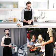 1pc Chef-Themed Apron With Pockets - Unisex Cotton-Polyester Blend, Hand Washable, Perfect For Baking, Cooking, Thanksgiving, Christmas, New Year's, Easter - Ideal Gift For Men, Women, Family, Friends - màu đen - Xem 7