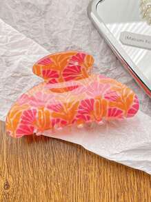 1个复古花卉条纹发爪夹，优雅醋酸纤维印花发夹，适用于丸子头、盘发和半扎发造型，发夹，发卡，发夹，发饰，发夹，发卡，发饰夹，秋冬季女士度假装扮发饰，夏季花朵发夹 - 彩色 - 查看 5