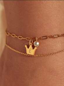 1pc Crown Design Layered Anklet, Best Gift For Her On Valentine's Day, Fashion Anklet, Birthday, Mother's Day, Thanksgiving, Easter Gift