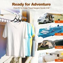 5pcs (5 Hangers And 10 Clips) Foldable Travel Clothes Hanger, Essential For Long Journeys, Portable Plastic Folding Clothes Hanger For Suitcase, Hotel, RV, Road Trip, Flight, Camping