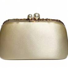 Pearl Peacock Feather, Crystal, Bead, Metal Sequin Satin, Silk Envelope Clutch Bag, Diamond Wedding Party Purse, Chain Crossbody Evening Bag, Mini Shiny Rhinestone Formal Clutch For Women