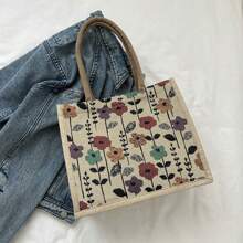 Retro Floral Style! Large - Capacity Canvas Tote Bag, Stylish And Versatile, A Must - Have For Travel