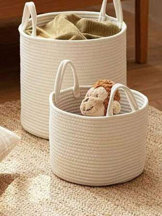 1个多功能洗衣篮，可收纳衣物、玩具、尿布，大容量便携式整理篮，适用于卧室、婴儿房、儿童房、衣柜、浴室、宿舍等场所。时尚中性装饰篮，可收纳玩具、衣物、尿布、床上用品、毛巾等。配有方便提手，方便洗衣日使用。可爱现代简约设计，是婴儿派对、乔迁之喜、节日礼物、圣诞节、感恩节、万圣节等各种场合的理想之选，也是日常家居收纳和储物的好帮手。