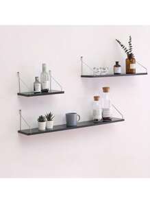 1 pieza Estante de pared sin necesidad de taladrar, estante de pared de una sola capa para la cocina, el dormitorio, la librería, de madera