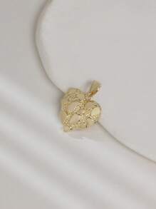 1件复古波西米亚风吊坠项链 - 不对称铜块心形设计，时尚宣言，适合所有季节，日常及节日配饰，无宝石镶嵌，独特珠宝