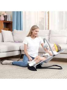 Baby Bouncer,Baby Swing, Portable Baby Bouncer Seat For Babies 0-18 Months, 3 Modes Of Use With Rocker And Stationary Options, Infant Rocker Chair With Hanging Toys,Baby's Birthday Gifts And Christmas Gifts,Comfort Rocking Chair,Hands Free Mom,For Infants And Toddlers, Baby Bouncer Seat, Baby Comfort Seat, Comfortable Baby Item, Soft,Newborn Gift,Baby Christmas Gift - Màu Xám nhạt - Xem 3
