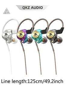 QKZ AK3 File Macaron 3.5mm AUX Wired Headphones 3D Stereo Heavy Bass In-Ear Earbuds With HD Mic Noise Reduction For Gaming Sport Music Live Video Call