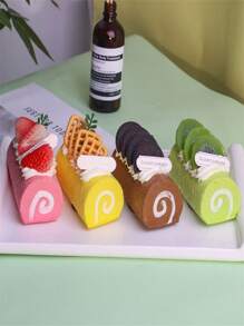1 Stück modischer realistischer Fruchtkuchen Handtuchrolle Schweizer Rolle Modell Fotografie Requisite Dekor Kühlschrankmagnet, perfektes Geburtstagsgeschenk