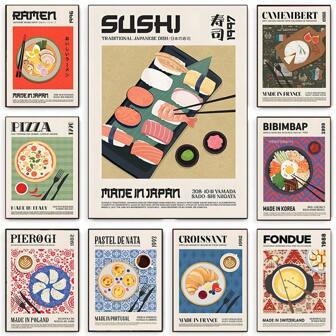 1 st/3 st väggkonst poster ramlös utsökt mat kanvasmålning världskök tryck väggposter bilddekorationer för hemmet väggkonst citat vintage