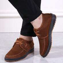 Zapatillas de andar por casa para hombre Zapatillas de andar por casa cómodas y transpirables de tela Zapatillas de andar por casa para mediana edad con cordones - Marrón - Ver 2