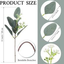 3/10片/30片/50片装人造桉树叶，适用于家居、户外花园、情人节、新年礼物装饰，散装人造银元树，高大灰绿色人造绿植，适用于婚礼、节日、插花 - 彩色 - 查看 3