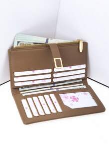 Billetera de mujer de estilo largo, bloques de color, moda estampado de leopardo y corteza, portacartillas multifuncional, bolsillo elegante con botón de presión, gran capacidad, monedero con cierre, conveniente para llevar, adecuado para regalos de vacaciones