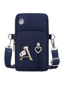 Túi đeo chéo mini màu xanh hải quân dành cho nữ, họa tiết hoa và chữ cái A-Y màu vàng, ví đựng tiền xu dọc dành cho nữ, túi đeo tay thể thao/túi đeo cổ tay khi chạy bộ, túi đựng điện thoại mini đeo chéo thời trang tối giản có lỗ cắm tai nghe, phù hợp cho sinh viên, công sở, kinh doanh, đi làm, văn phòng, kỷ niệm, Ngày Valentine, sinh nhật, Ngày của Mẹ, Ngày Nhà giáo, v.v. - Màu xanh lam - Xem 13