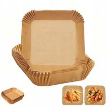 100PCS Air Fryer Liners Disposable Paper 6.3' Non Stick For Roasting Baking UK - Khaki - View 8