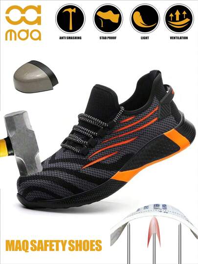 Men's Steel Toe Safety Shoes, Work Hiking Sneakers, Anti-Smashing, Anti-Pressure, Anti-Puncture, Lightweight, Casual, Non-Slip, Breathable, Comfortable Construction Safety Shoes