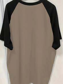 Women's Vintage Punk Rock Gothic Style Colorblock Lightning Graphic Print Round Neck Short Sleeve Pullover T-Shirt - Brown - View 4