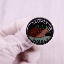 Slow But Sure Snail Button Brooch Cute Cartoon Soft Animal Badge - Silver - View 3