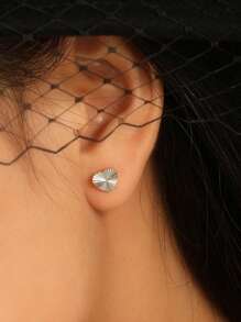 1Pair Mini Heart Laser Stud Earrings For Women 925 Sterling Silver Valentine's Day Sweet And Glamorous Fine Ladies Jewelry Gift