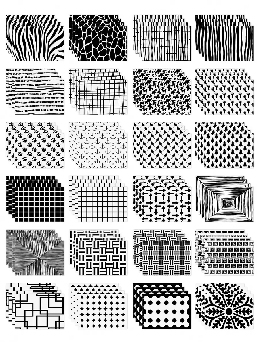 2/4pcs Simple Geometric Square Placemats, Abstract Neutral Style Artwork In Black & White, Blue, And Brown Linen Tablemats, Suitable For Daily Dining Table, Kitchen, Dining Room Decor, Home Decor, Holiday Decor, Tabletop Decor, Outdoor Picnic Decor, And Gifts, 12x16.5 Inches