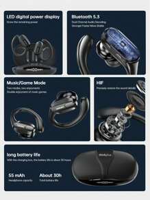 Lenovo XT80 Wireless Earphones Dual MIC Stereo Noise Reduction Headphones Touch Control Surrounding Sound Earbud Sport Headset - Black - View 6