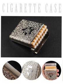 New 3-Slot Metal Cigarette Case Holder, 16-Capacity, Engraved Design, Crush Resistant, Inspired By